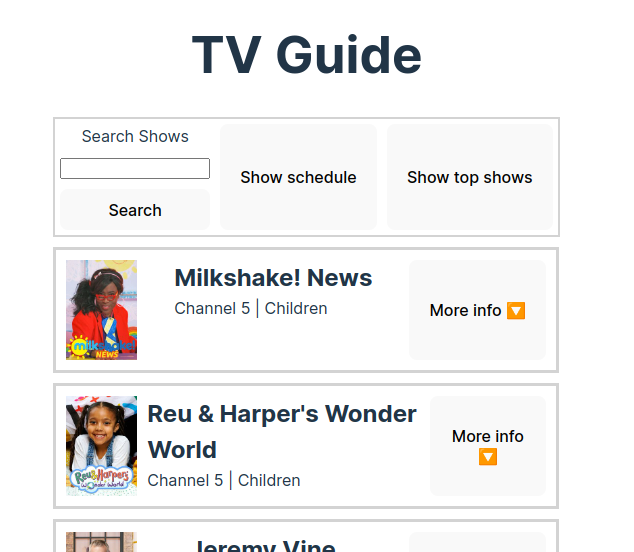 TV Guide website preview