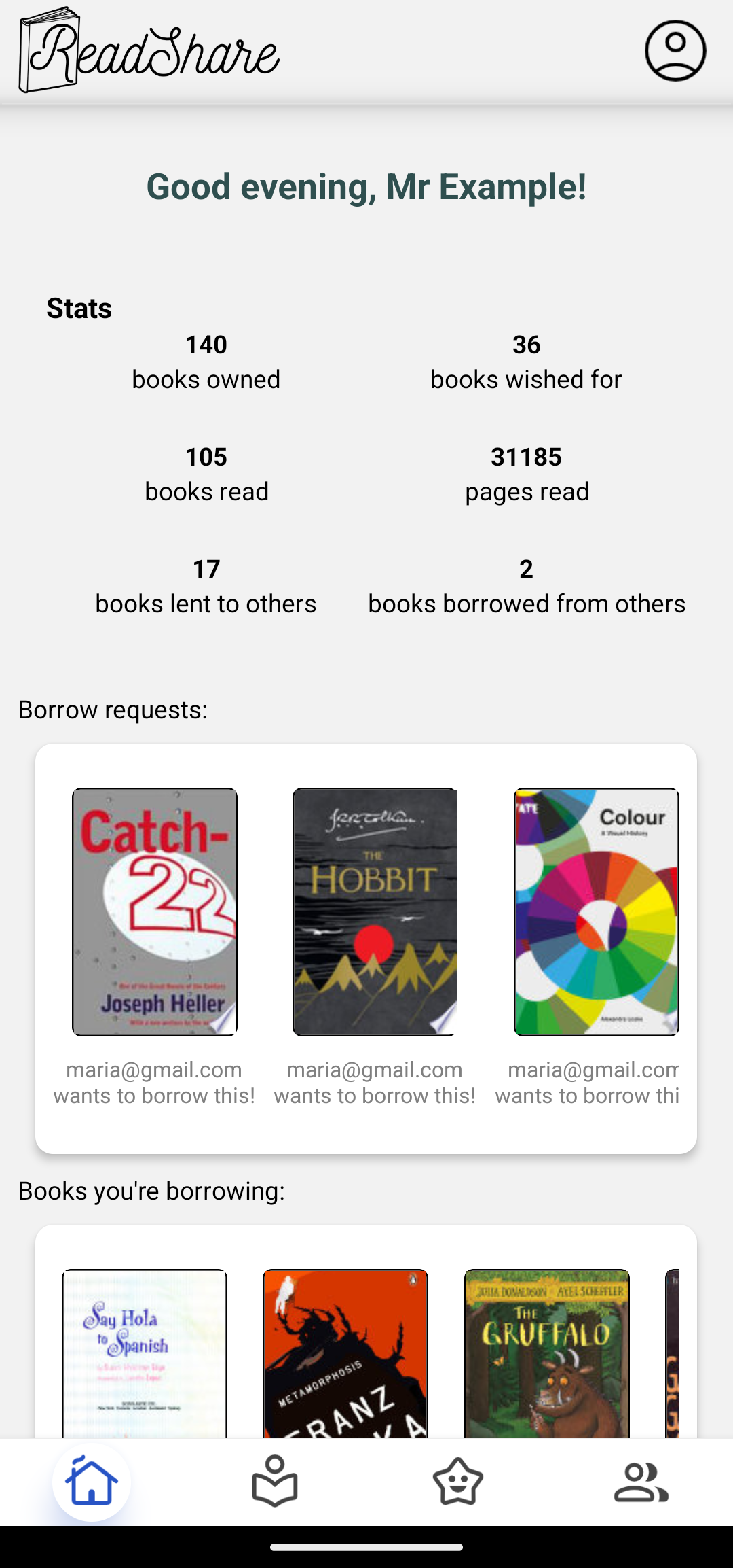 ReadShare App Front End website preview
